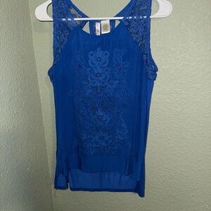 Royal Blue, Floral Lace Tank Top